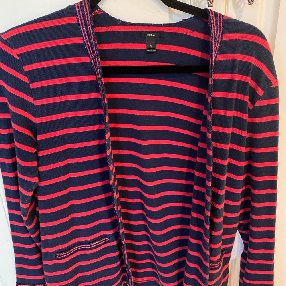 J.Crew sweater, size small - red and blue metallic stripe